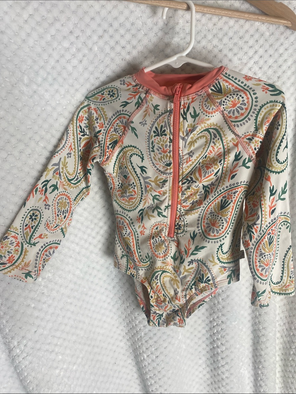 Floatimini Collection Long Sleeve Paisley Print RashGuard Style Swimsuit